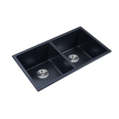 China Without Faucet Zeming ZM209 Most Popular Rectangular Compound Sink Equal Undermounted Granite Double Bowls for sale