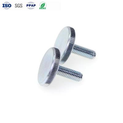 China Straight M3 Knurled Thumb Screw Manual Adjustment Knurled Bolt Carbon Steel Blue Zinc for sale