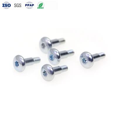 China Custom Shoulder Screw M4*15 Carbon Steel Blue Zinc Plum Blossom Groove Pan Head Machine Tooth Screw for sale