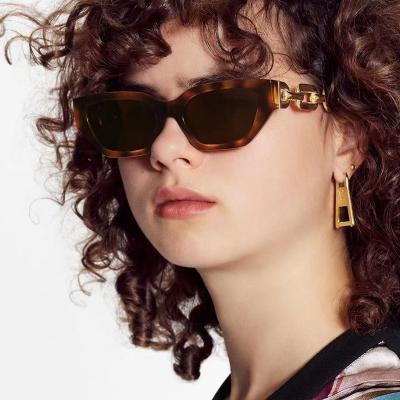 China 2022 New Internet Ms. Celebrity Sunglasses Cat Eye Sunglasses Fashion Small Frame Thick Chain Sunglasses for sale