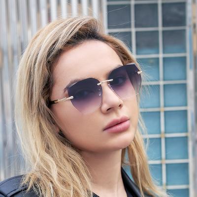 China Central Institute of Statistics wind polygon ocean rimless sunglasses ladies rimmed sunglasses fashion sunglasses for sale