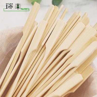 China Customized Logo 15cm Paddle Disposable Barbecue Skewer Teppo Teppo Easily Cleaned Bamboo Sticks for sale