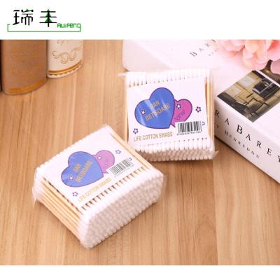 China Nail Salon Disposable High Quality Wooden Stick Alcohol Cotton Sterile Ear Swab for sale