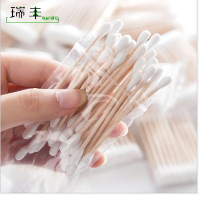 China Disposable Wooden Poly Stick Cotton Ear Swab High Quality Manicure Salon 75mm Bag Package for sale