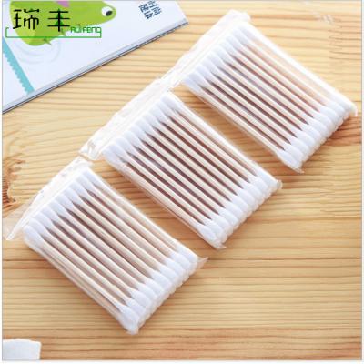 China Nail Salon Customized Double Ended Cosmetic Wooden Stick Cotton Ear Swab Disposable for sale