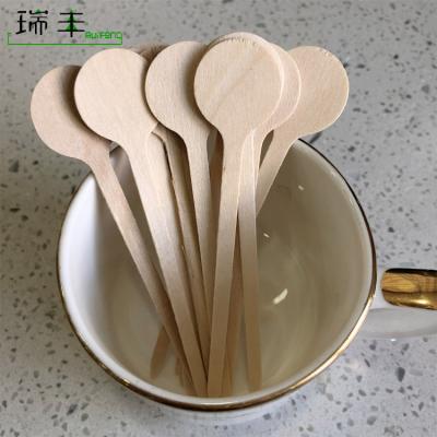 China Stocked Round Wooden End Birch Wood Coffee Stirrer Stick Drinkware Stick, Coffee Stirrer Spoon for sale