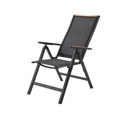 China EUROPEAN cheap light wood grain luxury six-position factory price aluminum folding chair for sale