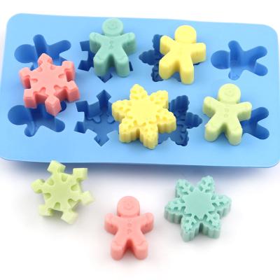 China 1044 Disposable Ready to Ship 8 Cavities Snowflake Gingerbread Man Silicon Resin Mold, Gummy Silicone Candy Mold, Chocolate Silicone for sale