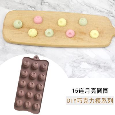 China 078 Disposable Ready to Ship 15 Cavities Round Moon Shape Silicone Cake Mold Chocolate Mold for DIY Baking Hand Make Ice Tray Cake Mold for sale