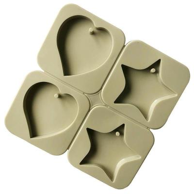 China Ready Shipping 7011 Disposable 4 Cavity Star and Heart Shape, Gypsum Aromatherapy Tablet, Silicone Candle Molds Cake Decorating for sale