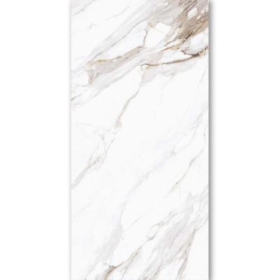 China 1600x3200 Modern High Quality Carrara Gold Marble Design Continuous Pattern Agglomerated Large Stone Slab Tiles for sale