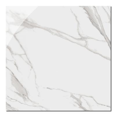 China 32x32 Modern High Quality Carrara Style Marble Super White Look Polished Glazed Porcelain Floor Tile 800x800mm for sale