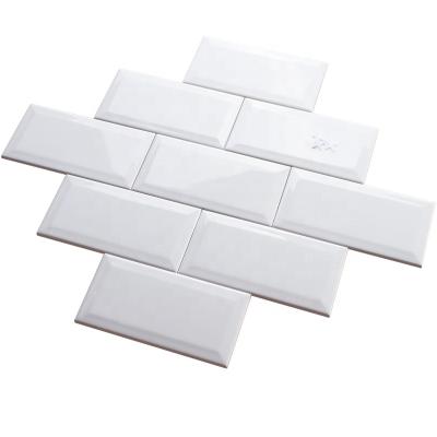 China Rustic Tiles Various Size 3d White Ceramic Wall Subway Tile With Beveled Edge For Kitchen And Bathroom for sale