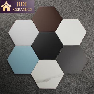 China Rustic Tiles 200X230 Colorful Glazed Inkjet 3d Printing Ceramic Hexagon Floor Tile for sale