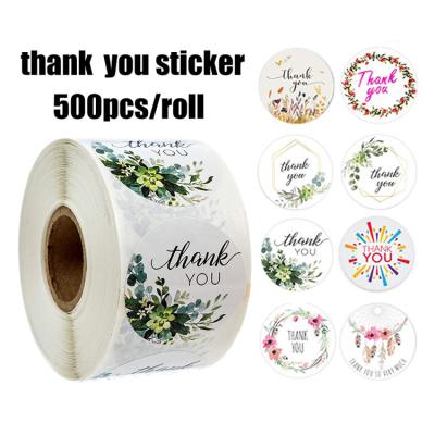 China Waterproof Custom Gold Stamping Thank You Stickers For Small Business Flowers Roll Up Vinyl Stickers for sale