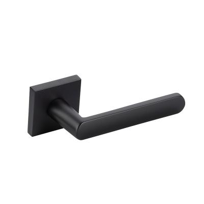 China Best Selling Modern Bedroom Door Handle Black Interior Door Handle Silver Lock for sale