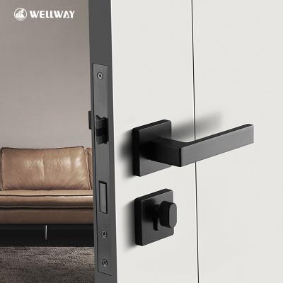 China Modern Main Door Handle Modern Home Hotel Room Bed Door Handle Zinc Alloy Black Gold Door Handle for sale