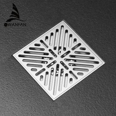 China 811538 Modern Brass Chrome Bathroom Floor Drain Shower Drains Square Waste Grate15cm Balcony Deodorizer Bath Drain Strainer Cover for sale