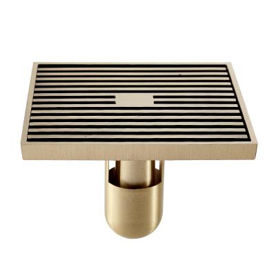 China Art Carved Bathroom Floor Drain 811529 Modern Antique Hair Strainer Brass Grid Drain 12*12cm Square Waste Bath Drain Shower Drains for sale