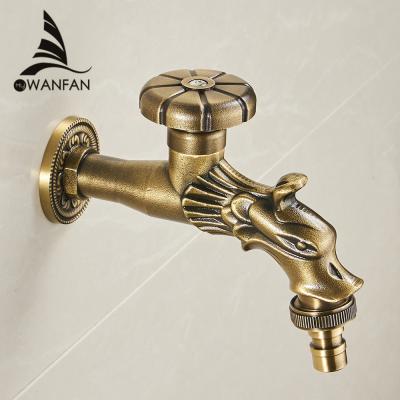 China 811637 Animal Antique Antique Faucet Bathroom Broom Faucet Washing Machine Faucet Bronze Wall Faucet for sale