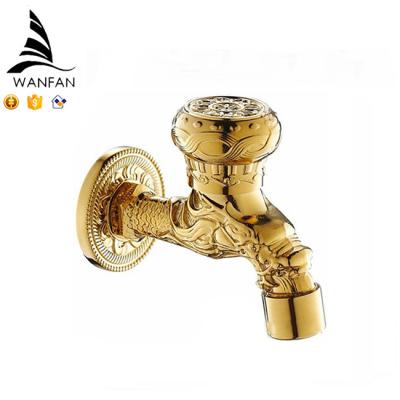 China WANFAN HJ-0221K Brass Dragon Garden Faucet Wall Mounted Bibcock Faucets in Luxury Gold Finish for sale