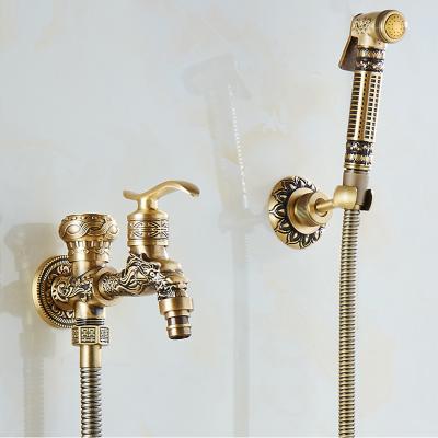 China 556 Antique Modern Brass Wall Mounted Bathroom Shower Sprayer Water Faucet Airbrush Toilet Washer Hygienic Faucet for sale