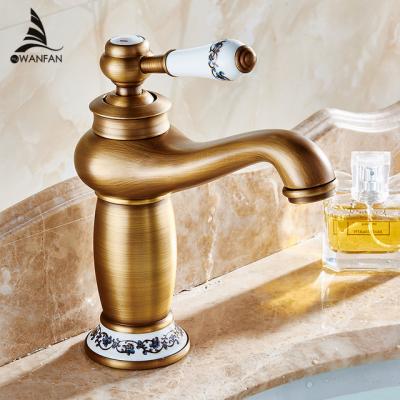 China WANFAN Grifo Lavabo Sink Basin Faucet M-16F Modern Brass Single Handle Cold-Hot Water Mixer Antique Basin Faucet for sale