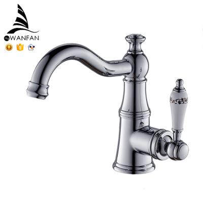 China WANFAN Contemporary Brass Single Handle Basin Mixer 9078L Single Hole Deck Mount Water Tap Chrome Basin Faucet for sale