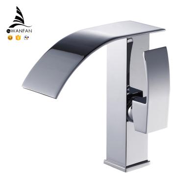 China WANFAN WSB-514L Ceramic Printed Base Deck Mounted Hot And Cold Single Handle Chrome Brass Basin Mixer Tap for sale