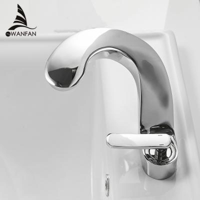 China WANFAN 9520 Contemporary Black Basin Mixer Tap Single Hole Deck Mount Basin Sink Tap Brass Brushed Nickel Basin Faucet for sale