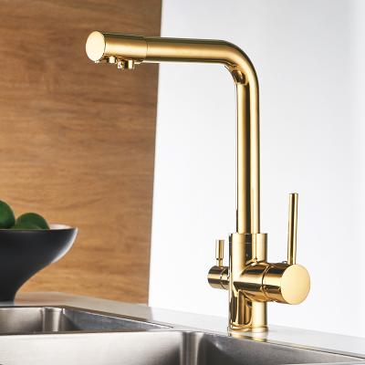 China 0175K Modern Mixer Tap Crane For Kitchen Deck Mounted Faucet Water Filter With Purification Features Gold Filter Kitchen Faucets for sale