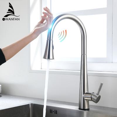 China Sense Faucets WANGAN KH1002SN Brushed Nickel Kitchen Faucet Touch 304 Stainless Steel,Kitchen Faucets Pull Down Faucets Touch Sensor Kitchen Faucet for sale