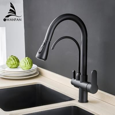 China Para cozinha de parede torneira 0195R contemporary water filter faucet pull out faucet 3 ways filter spray UPC kitchen faucet for sale