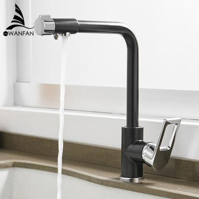 China Newest Contemporary Simple Black Kitchen Faucet Filtration Faucet Black Tap Water Filter Handle Water Filter Faucet 0189R Brass for sale