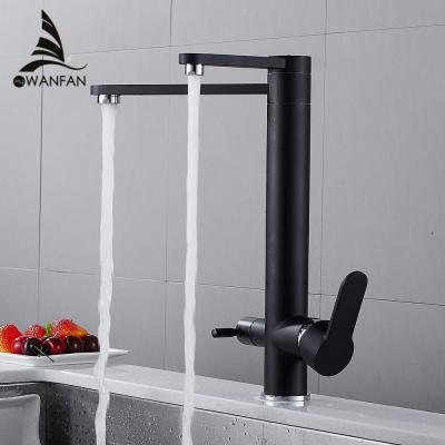 China WANFAN Contemporary Kitchen Sink Faucet 0197 Black Purify Crane For Kitchen Deck Mounted Water Filter Mixer Purify Kitchen Faucet for sale