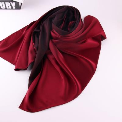 China Hot Selling Simple High Quality Muslim Daily Wear Custom Shawl Double Sided Color Satin Hijab for sale