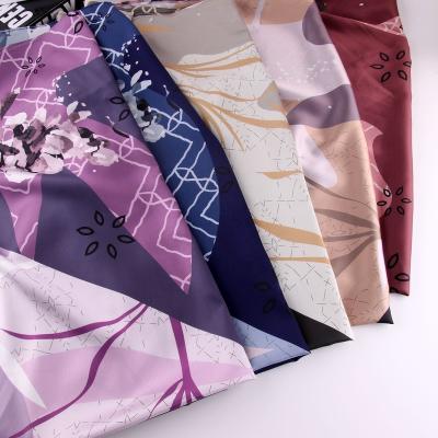 China 2021 Wholesale Luxury Matte Tudung Bawal Satin Scarf Women Floral Printed Muslim Hijab Head Wrap Shawl for sale