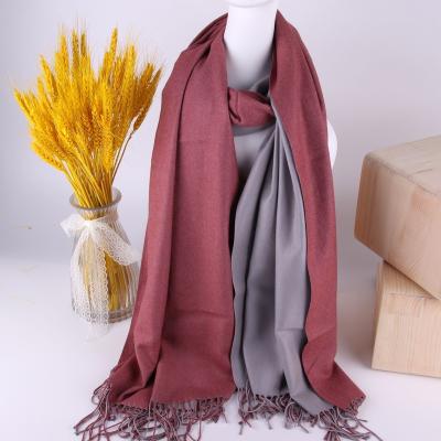 China Hot. Softly wholesale woven wool scarf shawl viscous cashmere new winter color collection colors scarf women by 2021 winter hijab bilateral for sale