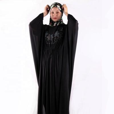 China Ramadan wear Eid women hotfax rhinestone robe prayer garment long full cover Islamic clothing sewn hijab muslim hooded daily robe abayas for sale