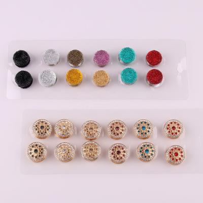 China Daily Use Gift Premium Crystal Flower Hijab Magnet Pin Clasps Customize Muslim Hijab Pins Brooches Women Tudung Scarf Pin Hijabs Wholesale 634 for sale