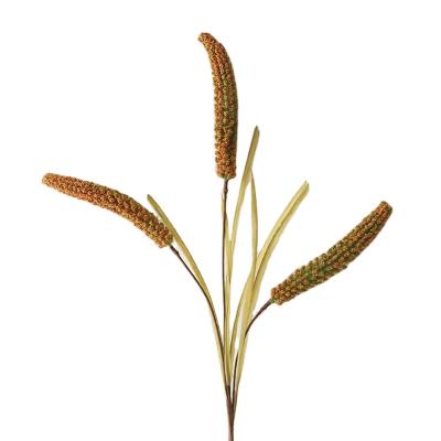 China Cheap Celebration Price Three Heads Of Tail Hairy Millet Artificial Flowers For Wedding Artificial Decoration Flower Decor for sale