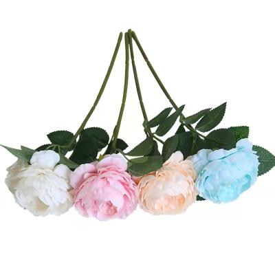 China Romantic Wedding Decoration SD53 Total Length 28cm Western Single Head Rose Short Branch Rose Artificial Flowers For Wedding / Home for sale