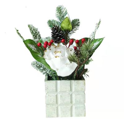 China Cheap Total Length 30cm Xmas Bonsai Artificial Flower Christmas Flowers Celebration Artificial Flower For Home for sale