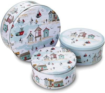 China DX4005-M Metal Food Tin Christmas Round Candy Cookie Tins Containers DIY Food Storage Tins Metal Food Storage Rack Extra Thick Size for sale