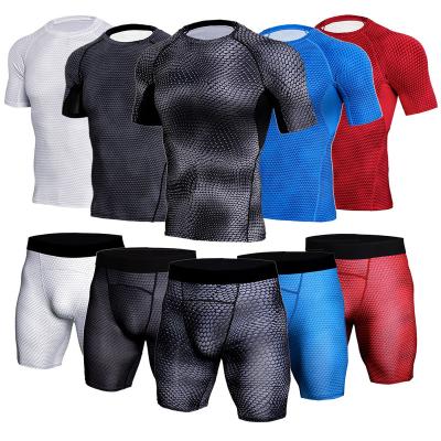 China 2022 Breathable Jogger Set Mens Gym Seamless Sports Wear Apparel Men Short Set Gym Fitness Sets Tights Men for sale