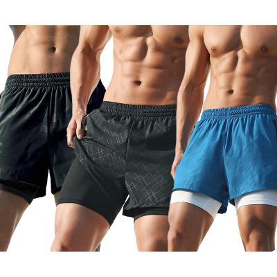 China 2022 QUICK DRY Summer Sports Gym Fitness Running Shorts With Phone Pocket Running Shorts Men 2 In 1 5 Inch Shorts Gym Shark for sale