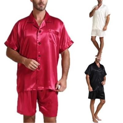 China 2022 Modes Comfortable Soft Living Room Lounge Wear Two Piece QUICK DRY Home Wear Silk Sleepwear For Men for sale