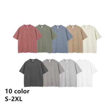 China QUICK DRY Acid Washed T Shirts For Men 250 Gsm Drop Shoulder Oversized Vintage Washed Round Neck Custom Logo Printed Tees Cheap Price for sale