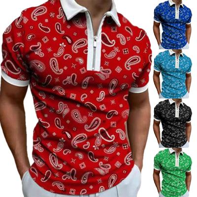 China 2022 QUICK DRY casual fashion polo T-shirts for men's luxury printed T-shirts men's polo short sleeve zipper shirts for sale