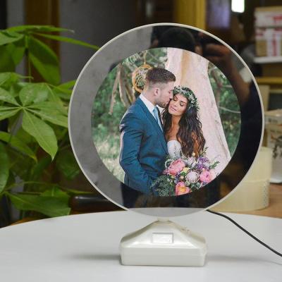 China 2021 New Hot Sale Indoor Decoration ABS Material Round LED Magic Mirror Photo Frame for sale